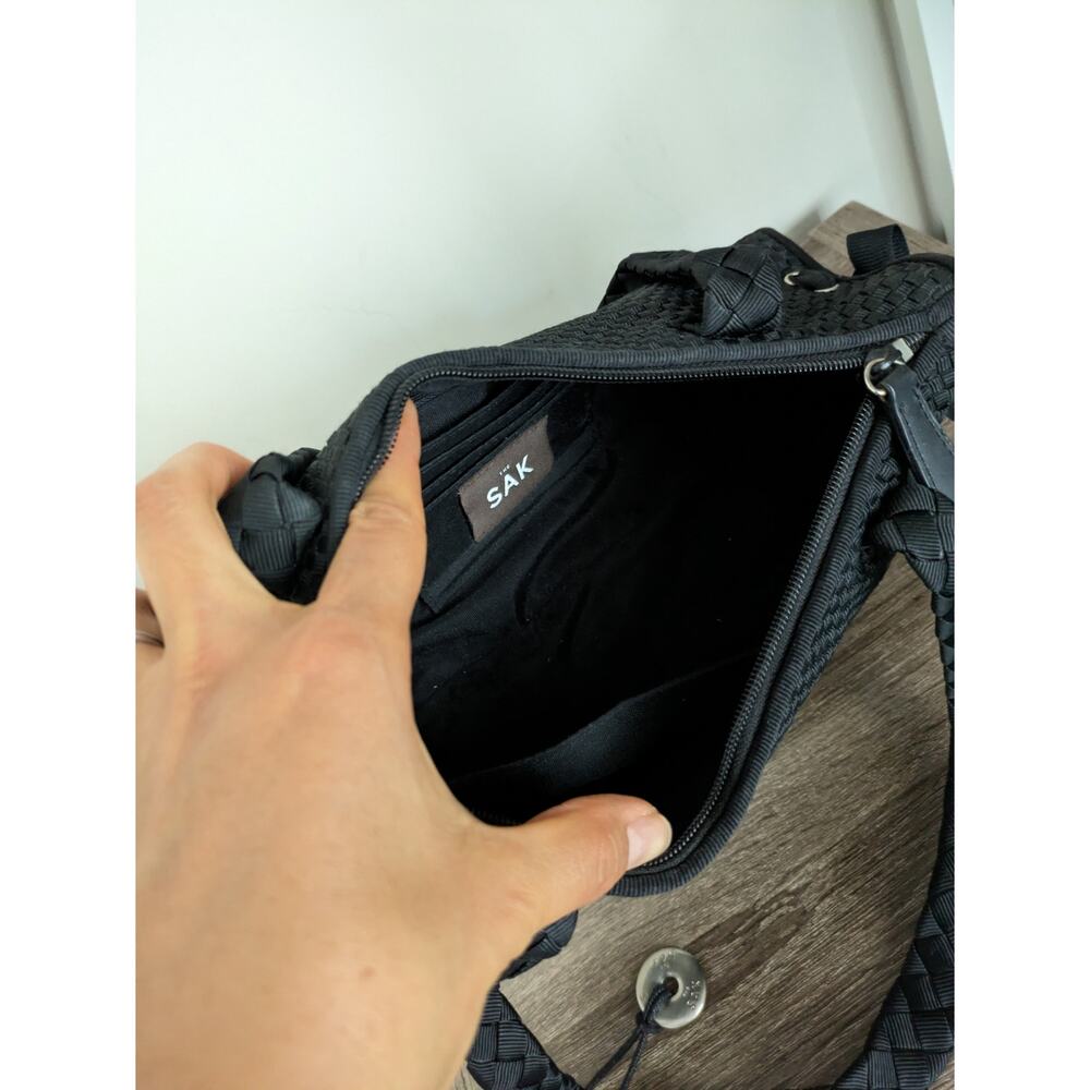 Y2K The Sak Woven Shoulder Bag Black Viscose Ribbon Whimsigoth Coastal Beachy - Picture 3 of 8